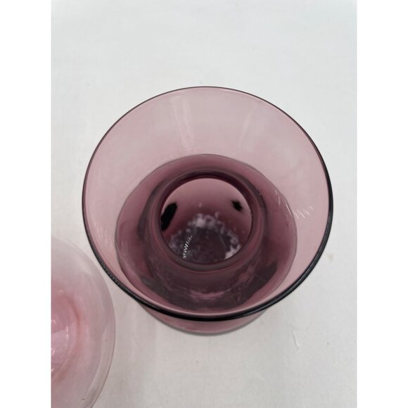 Vintage Pink Glass Decanter Set Stoppers & Vase Art Glass - Picture 5 of 14